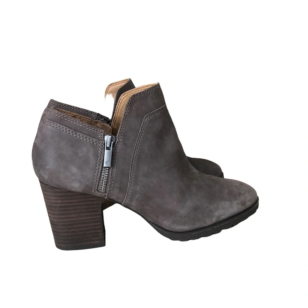 Lucky Brand Natlee Gray Block Heel Boots